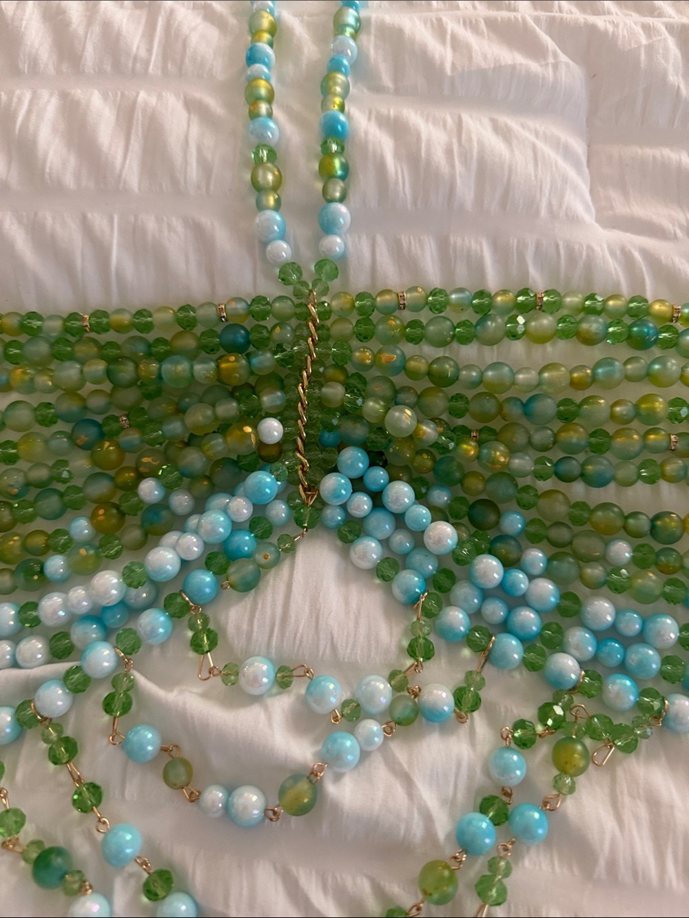 Beaded Emerald & Mint Cascade Crop Top - Picture 5 of 5